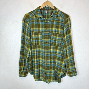 Pilcro Blue and Green Plaid Button Down Shirt